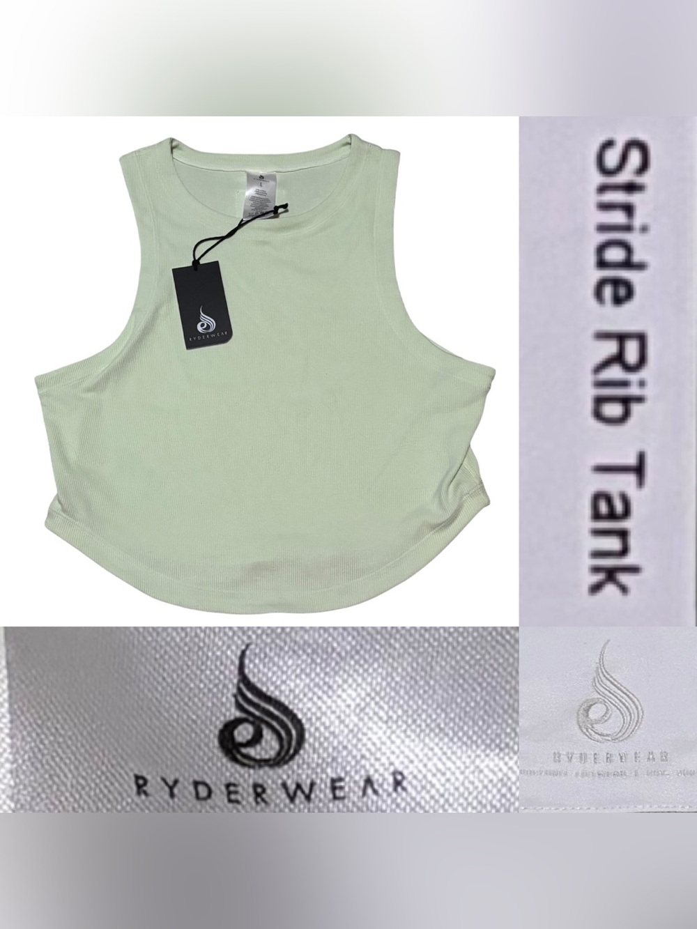 NWT Ryderwear Stride Ribbed Cropped Tank Women’s Size Large In Light Green